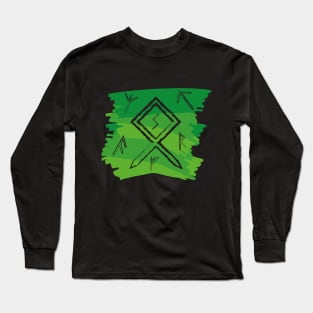 Celtic Green Paint Runes Norse Mythology Asatru Long Sleeve T-Shirt